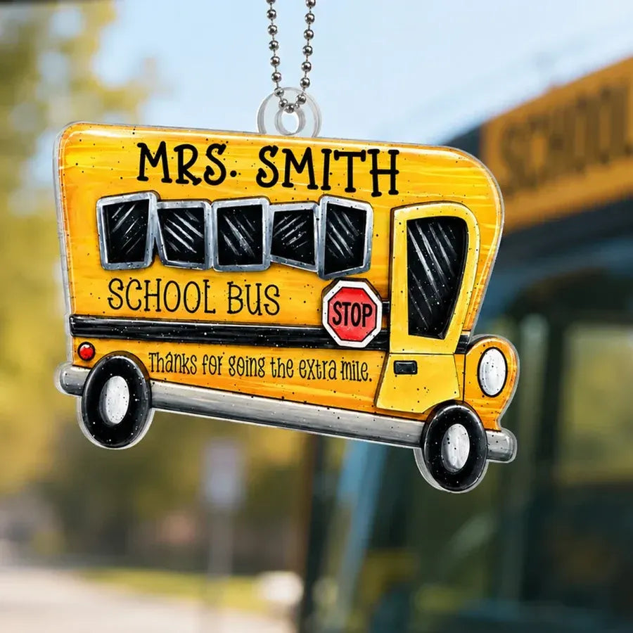 School Bus Acrylic Car Hanger