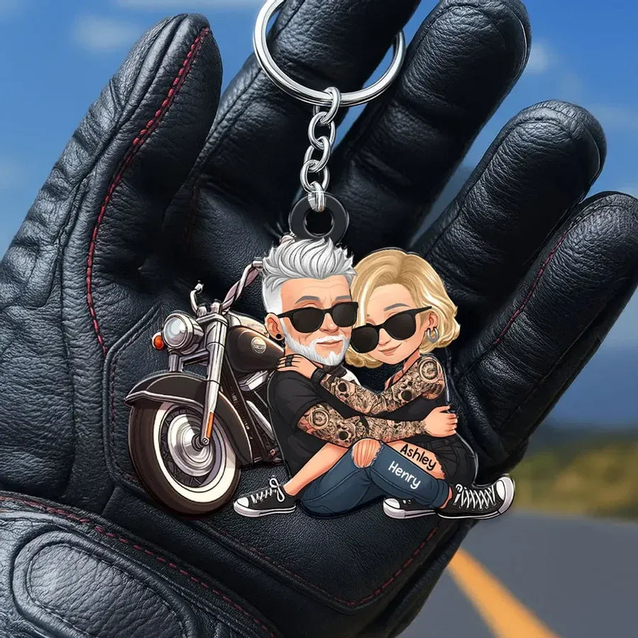 Couple and Motorcycle Acrylic Keychain