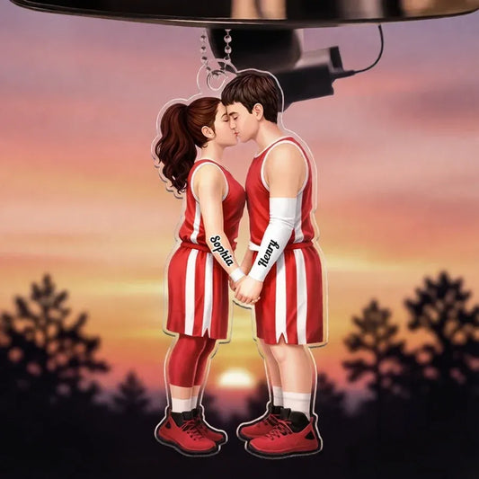 Personalized Basketball Couple Acrylic Car Hanger