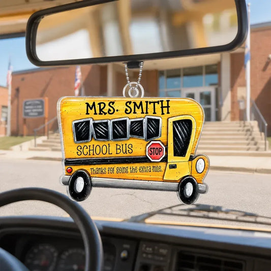 School Bus Acrylic Car Hanger