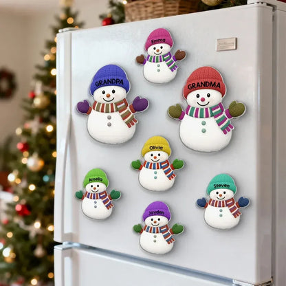 Snowman Family Acrylic Fridge Magnet Set