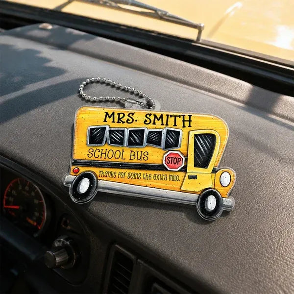 School Bus Acrylic Car Hanger