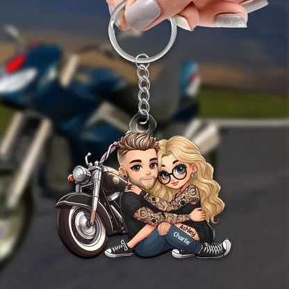 Couple and Motorcycle Acrylic Keychain