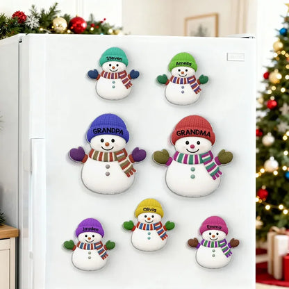 Snowman Family Acrylic Fridge Magnet Set