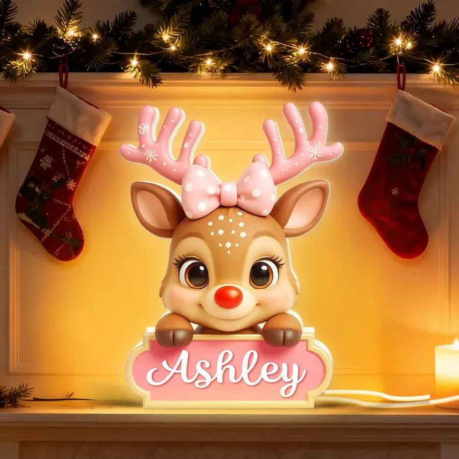 Personalized Reindeer Acrylic Light Box
