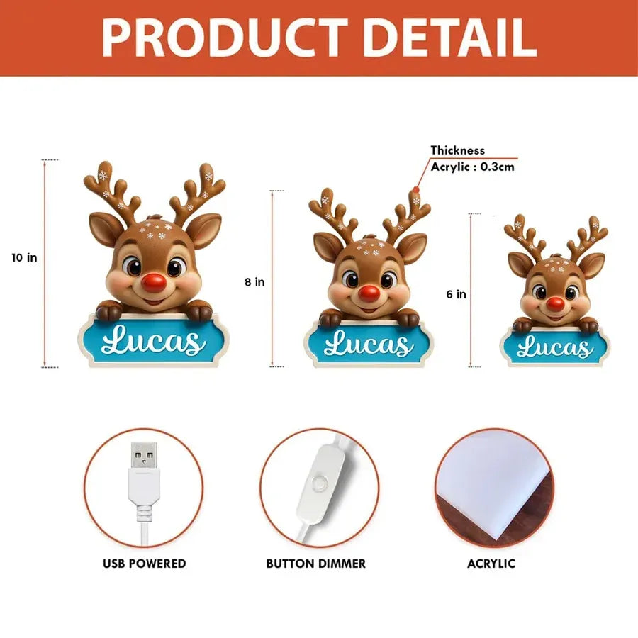 Personalized Reindeer Acrylic Light Box