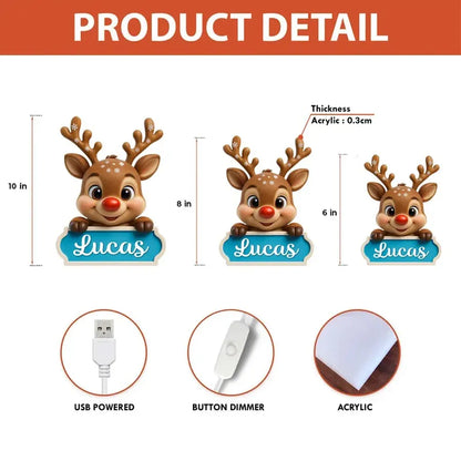 Personalized Reindeer Acrylic Light Box