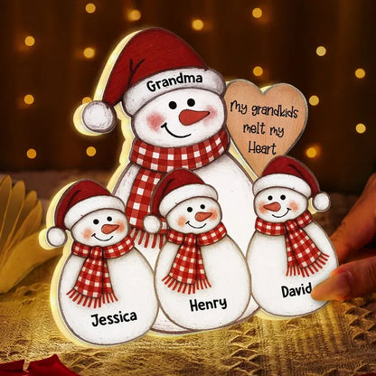 Snowman Grandma and Grandkids Acrylic Light Box