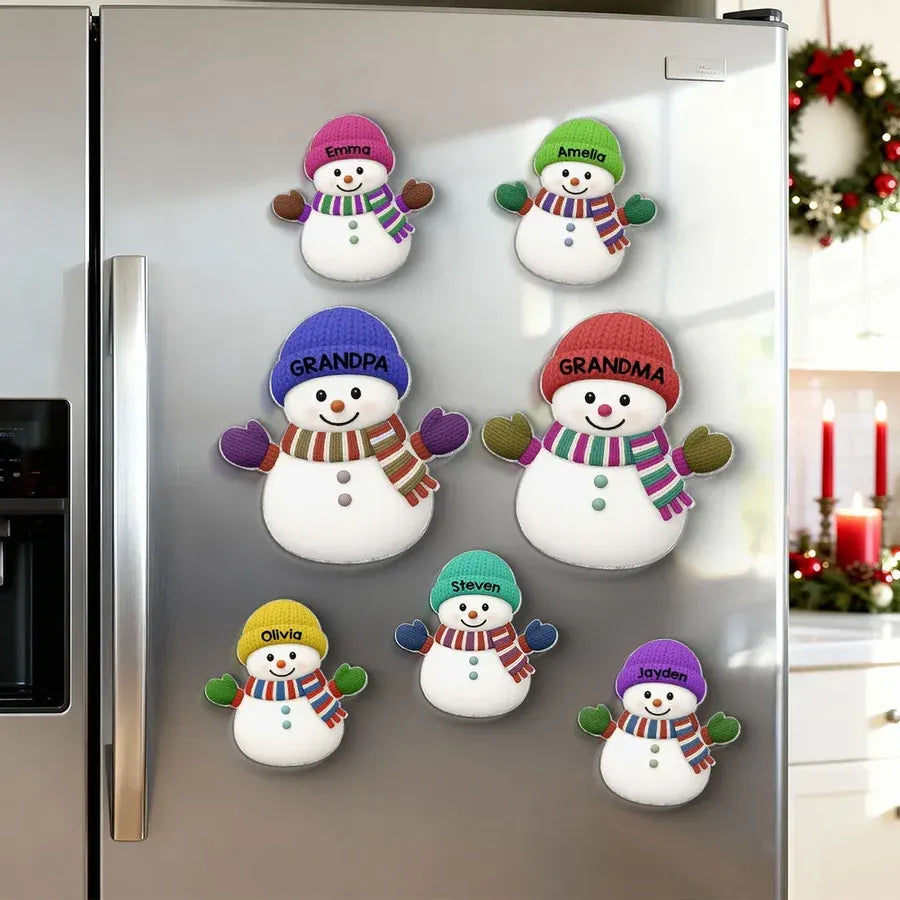 Snowman Family Acrylic Fridge Magnet Set