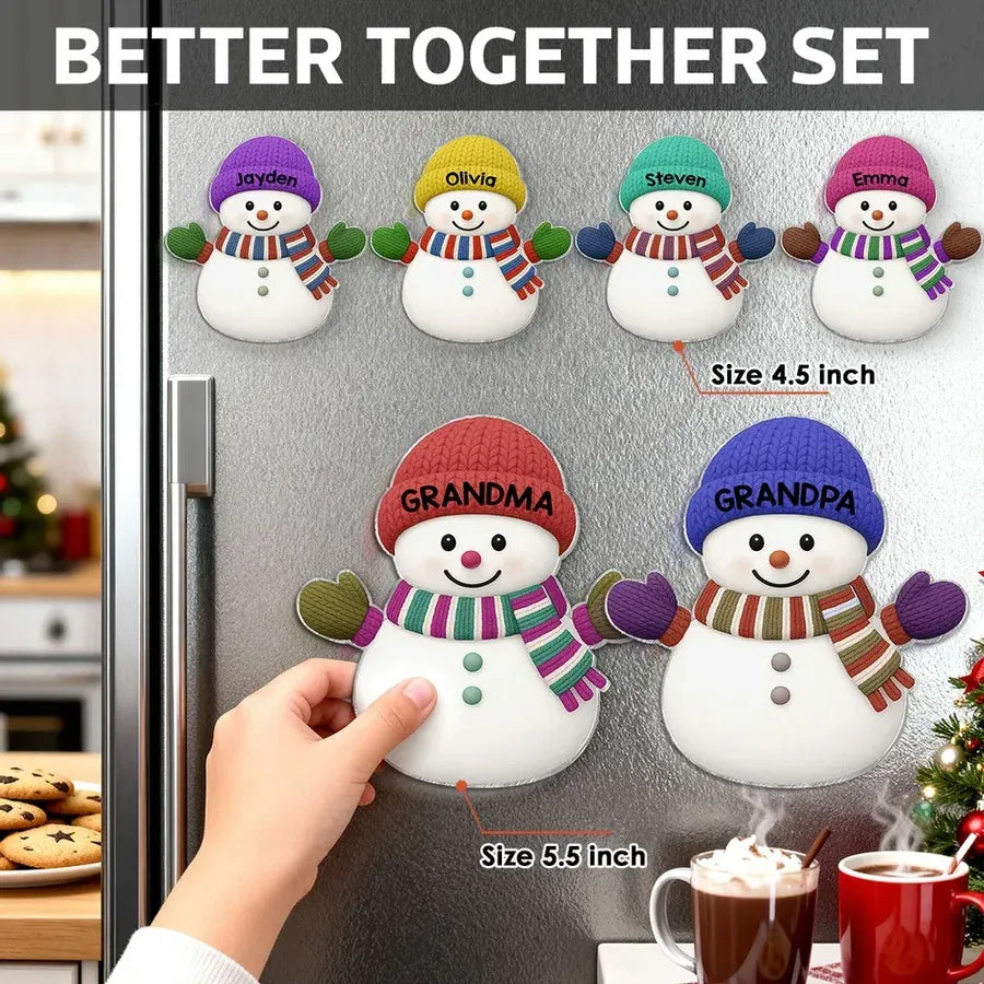 Snowman Family Acrylic Fridge Magnet Set