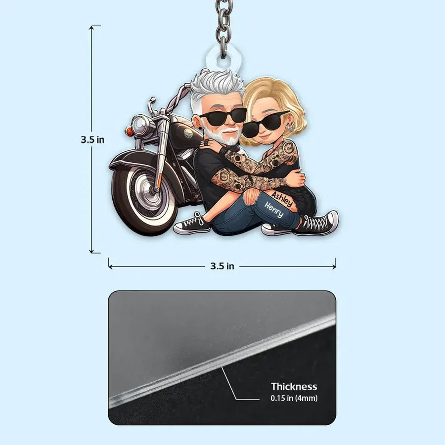 Couple and Motorcycle Acrylic Keychain