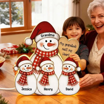 Snowman Grandma and Grandkids Acrylic Light Box